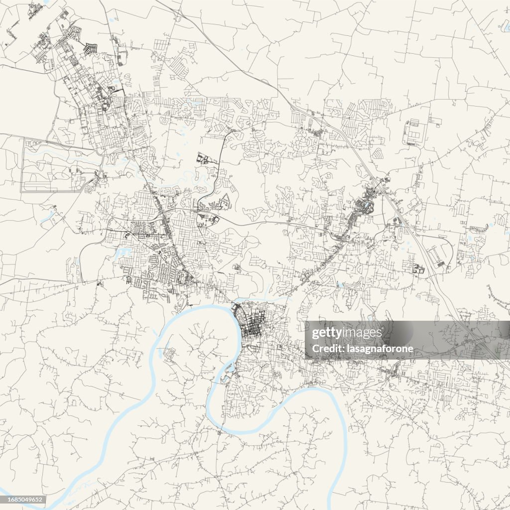 Clarksville, Tennessee, USA Vector Map