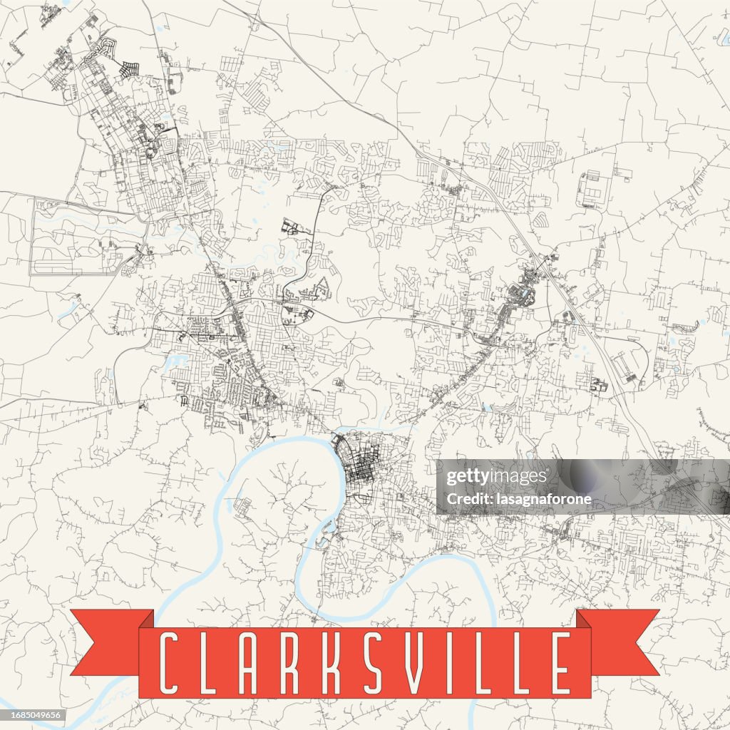 Clarksville, Tennessee, USA Vector Map