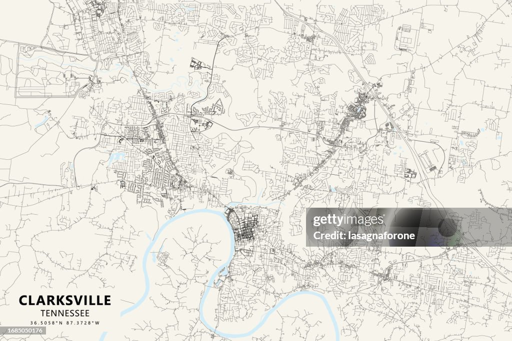 Clarksville, Tennessee, USA Vector Map