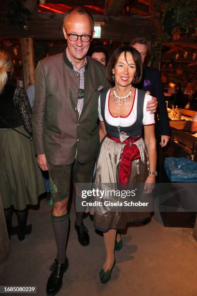 Friedrich Merz, Charlotte Merz during the 188th Oktoberfest at Käferzelt on September 23, 2023 in Munich, Germany.