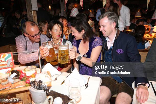 Friedrich Merz, Charlotte Merz, Dorothee Baer, Oliver Baer during the 188th Oktoberfest at Käferzelt on September 23, 2023 in Munich, Germany.