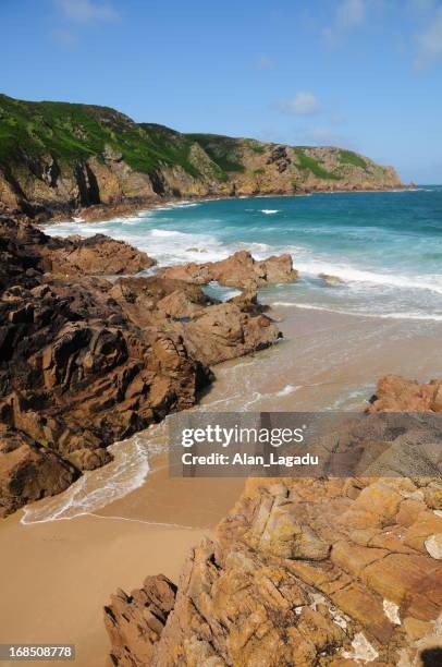 plemont bay, jersey. - jersey channel islands stock-fotos und bilder