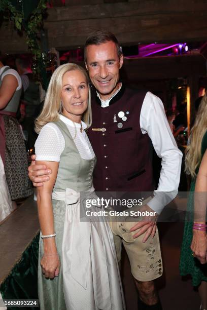 Ilka Pflaume and Kai Pflaume during the 188th Oktoberfest at Käferzelt on September 23, 2023 in Munich, Germany.