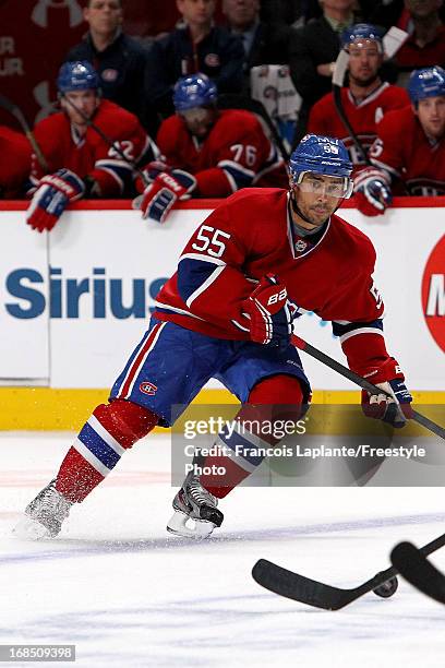 Francis Bouillon of the Montreal Canadiens skates against the Ottawa Senators in Game Five of the Eastern Conference Quarterfinals during the 2013...