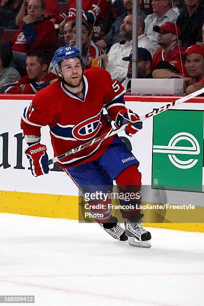 David Desharnais of the Montreal Canadiens skates against the Ottawa Senators in Game Five of the Eastern Conference Quarterfinals during the 2013...
