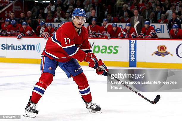 Rene Bourque of the Montreal Canadiens skates against the Ottawa Senators in Game Five of the Eastern Conference Quarterfinals during the 2013 NHL...