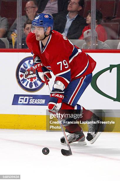 Andrei Markov of the Montreal Canadiens skates with the puck against the Ottawa Senators in Game Five of the Eastern Conference Quarterfinals during...