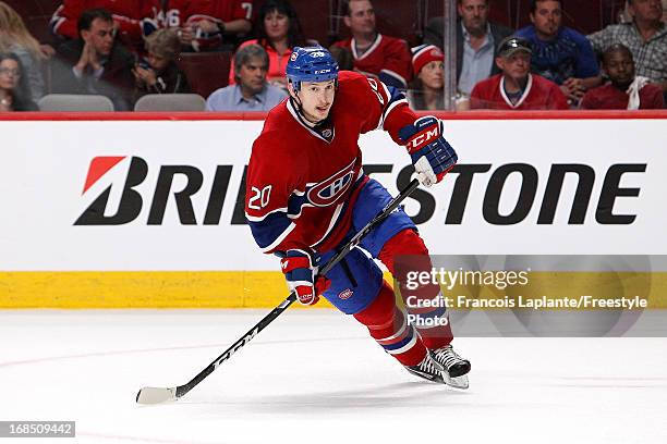 Colby Armstrong of the Montreal Canadiens skates against the Ottawa Senators in Game Five of the Eastern Conference Quarterfinals during the 2013 NHL...