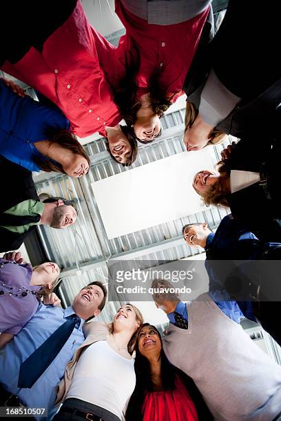 businesspeople group in team circle, laughing and smiling - businesswoman under stock pictures, royalty-free photos & images