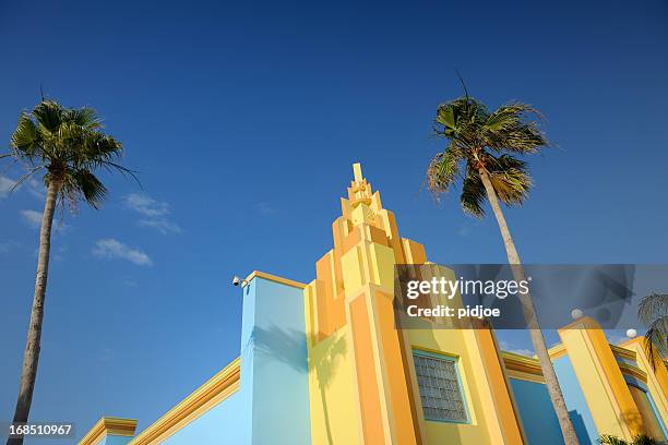 colorful painted art deco house in miami florida - miami art deco stock pictures, royalty-free photos & images