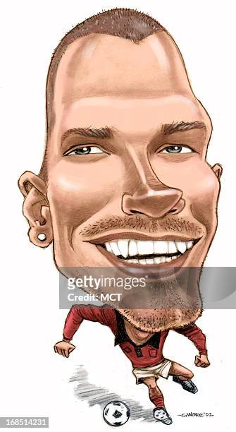 Chris Ware color caricature of soccer star David Beckham. News Photo -  Getty Images