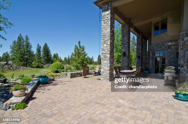 deck with a view - stone patio stock pictures, royalty-free photos & images