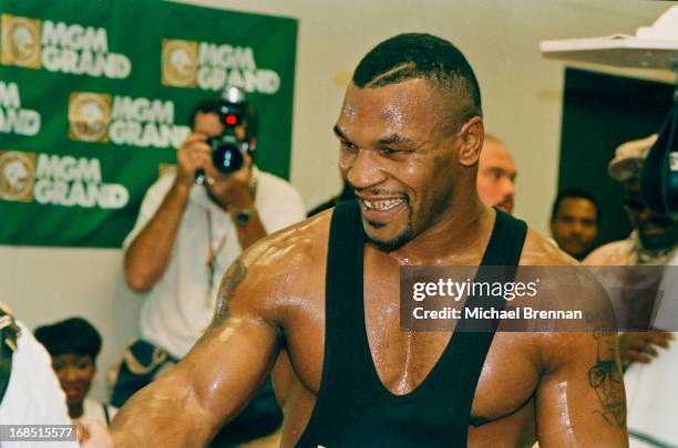 American boxer Mike Tyson in training at the MGM Grand Las Vegas after his release from prison, 1995.