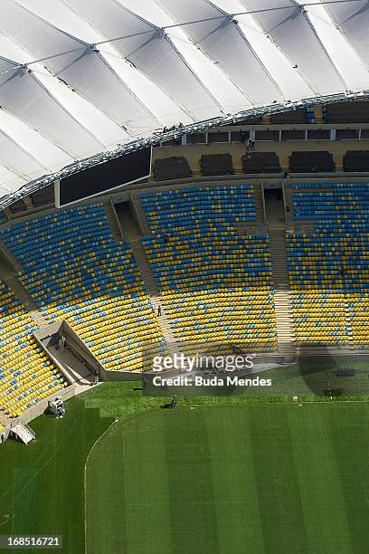 Aerial view of the Maracana stadium on May 10, 2013 in Rio de Janeiro, Brazil. The Maracana stadium will host the upcoming Confederations Cup, the...