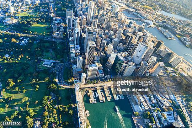 vue aérienne du centre-ville de sydney - sydney australia photos et images de collection