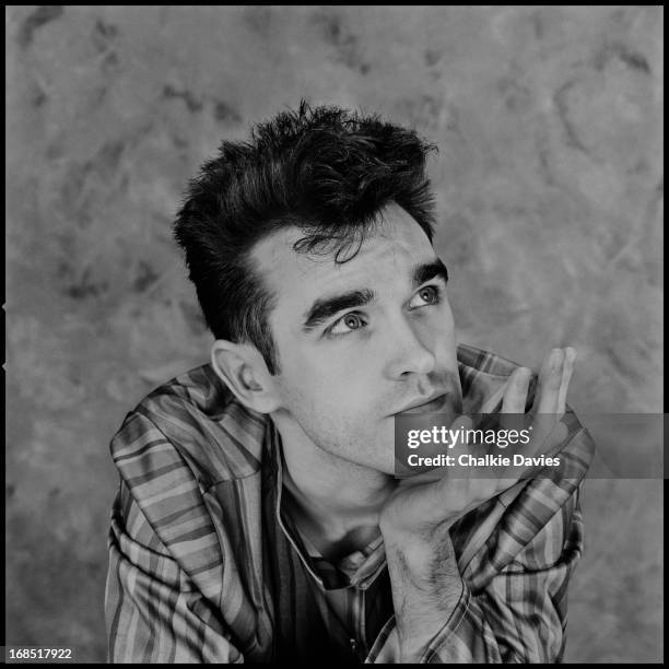 English singer and lyricist Morrissey, of English alternative rock band The Smiths, Manchester, 1983.