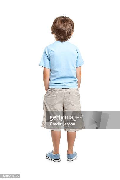 back of 8 years old boy - rear view stock pictures, royalty-free photos & images