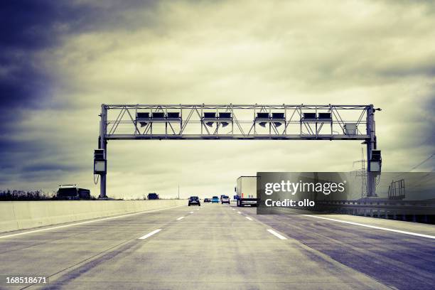 truck toll system, german highway - control gantry - highway gantry stock pictures, royalty-free photos & images