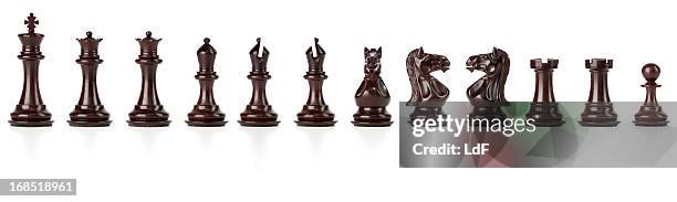 xadrez preto conjunto, isolado com traçado de recorte - rook - fotografias e filmes do acervo