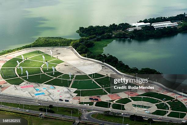 Aerial view of Parque dos Atletas on May 10, 2013 in Rio de Janeiro, Brazil. This area will be dedicated for the leisure of the competitors in the...