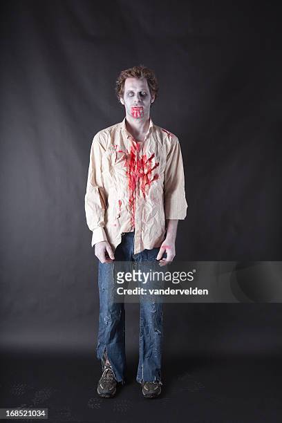 formal portrait of a zombie - halloween zombie makeup 個照片及圖片檔