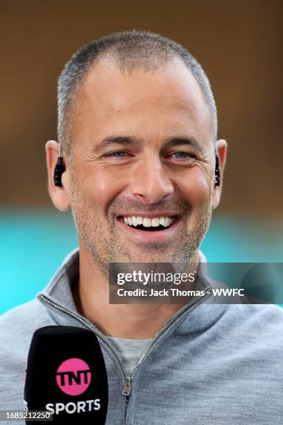 Sports Pundit Joe Cole looks on ahead of the Premier League match between Wolverhampton Wanderers and Liverpool FC at Molineux on September 16, 2023...