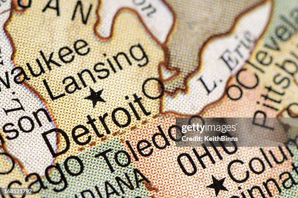 detroit - detroit michigan map stock pictures, royalty-free photos & images