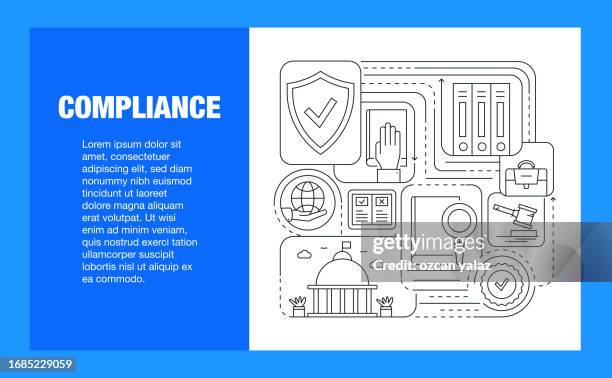 compliance line icon set and banner design. governance , transparency , law , requirements , standards - legal problems stock illustrations