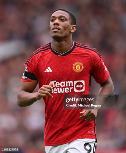 Anthony Martial of Manchester United in action during the Premier League match between Manchester United and Brighton & Hove Albion at Old Trafford...