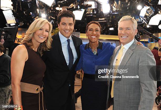 Lara Spencer, Josh Elliott, Robin Roberts and Sam Champion co-anchor "Good Morning America," 5/10/13, airing on the Walt Disney Television via Getty...