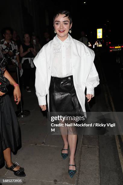 Maisie Williams attends Mains at Banking Hall during London Fashion Week September 2023 on September 16, 2023 in London, England.