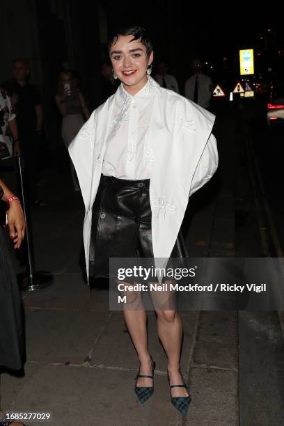 Maisie Williams attends Mains at Banking Hall during London Fashion Week September 2023 on September 16, 2023 in London, England.