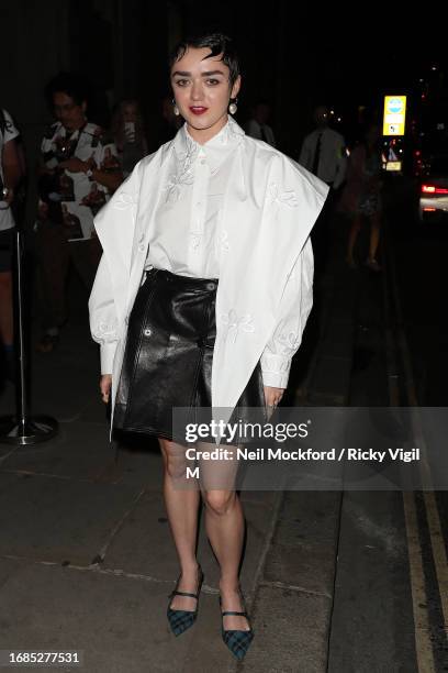 Maisie Williams attends Mains at Banking Hall during London Fashion Week September 2023 on September 16, 2023 in London, England.