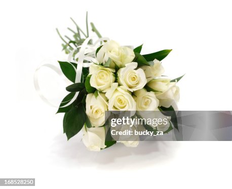 White rose flower bouquet or wedding posy on isolated background White rose flower bouquet or wedding posy on isolated background