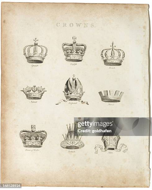 crowns, copper plate, 1812 - paper crown stock pictures, royalty-free photos & images