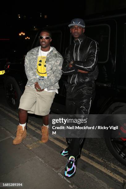 Ferg and Skepta are seen attending the Mains Show By Skepta during London Fashion Week September 2023 at the Banking Hall on September 16, 2023 in...