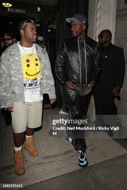 Ferg and Skepta are seen attending the Mains Show By Skepta during London Fashion Week September 2023 at the Banking Hall on September 16, 2023 in...