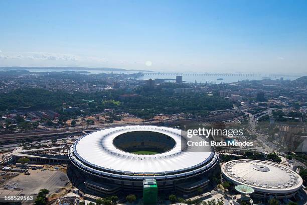 Aerial view of the Mario Filho stadium on May 10, 2013 in Rio de Janeiro, Brazil. . The Maracana stadium will host the upcomig Confederations Cup,...