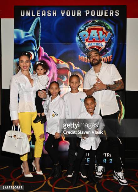 Envy, Gia Casey and their children attend "Paw Patrol: The Mighty Movie" First Responders screening on September 16, 2023 in New York City.