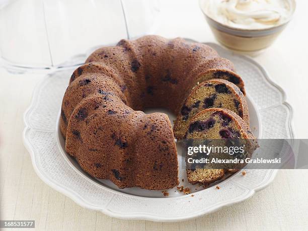 blueberry cornmeal bundt - bundt cake stock pictures, royalty-free photos & images