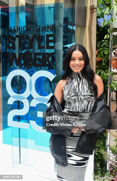 Vanessa Hudgens attends StyleWeekOC 2023 at Fashion Island on September 16, 2023 in Newport Beach, California.