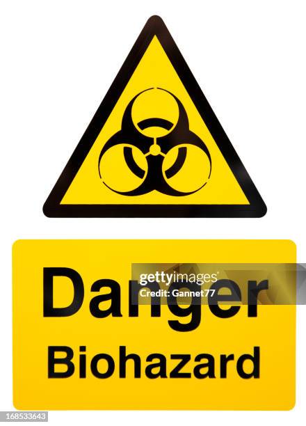 biohazard warning sign - biohazard symbol stock pictures, royalty-free photos & images