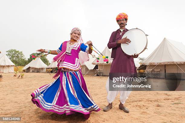 indian folk dancer and musician - traditional ceremony stock pictures, royalty-free photos & images