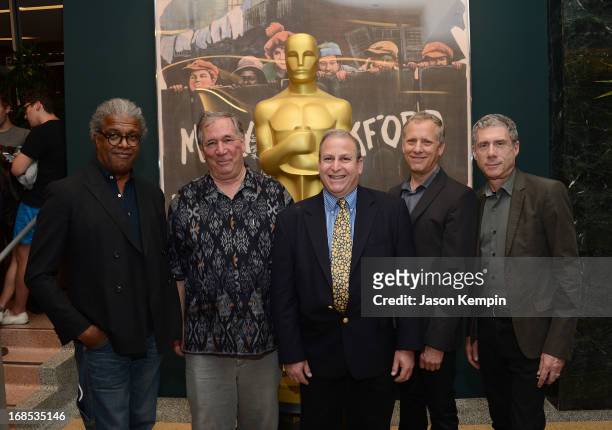 Elvis Mitchell, Robert Fiore, Dennis Doros, Rob Epstein and Jeffrey Friedman attend The Academy Of Motion Picture Arts And Sciences' Premiere Of...