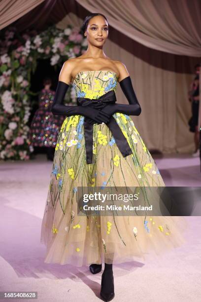 Jourdan Dunn walks the runway at the Richard Quinn show during London Fashion Week September 2023 at the Andaz Hotel on September 16, 2023 in London,...