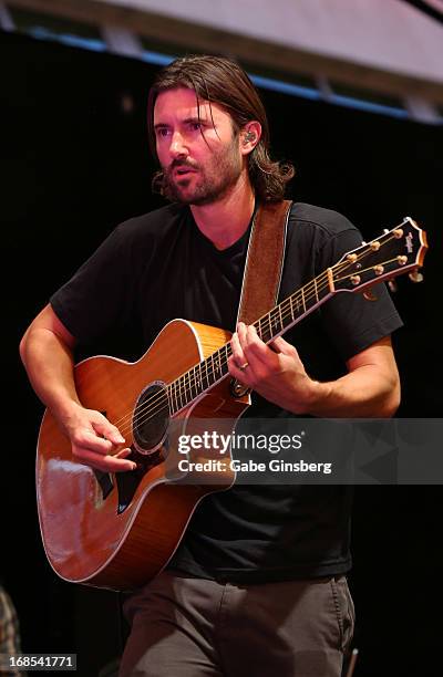 Musician Brandon Jenner of the band Brandon & Leah performs at the fourth annual Las Vegas Ultimate Elvis Tribute Artist Contest at the Fremont...