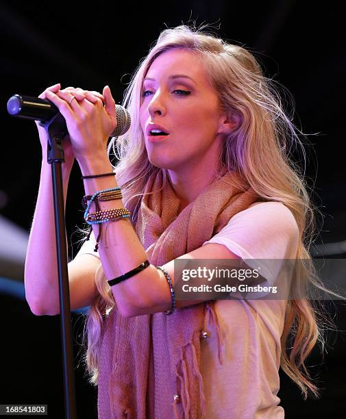 Singer Leah Jenner of the band Brandon & Leah performs at the fourth annual Las Vegas Ultimate Elvis Tribute Artist Contest at the Fremont Street...