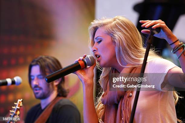 Musician Brandon Jenner and singer Leah Jenner of the band Brandon & Leah perform at the fourth annual Las Vegas Ultimate Elvis Tribute Artist...