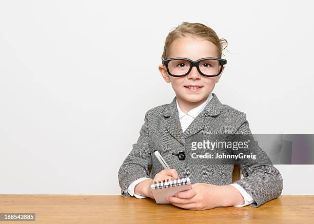 smart little businesswoman - journalist stock pictures, royalty-free photos & images