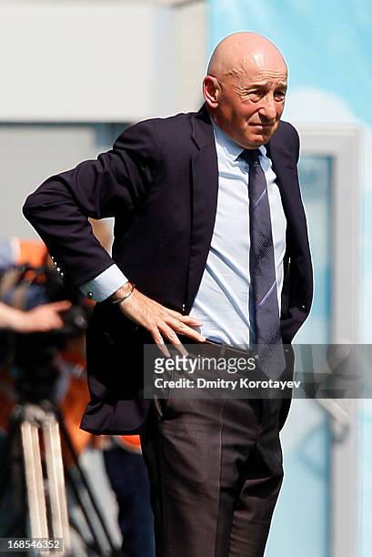 Head coach Slavoljub Muslin of FC Krasnodar gestures during the Russian Premier League match between FC Dynamo Moscow and FC Krasnodar at the Arena...